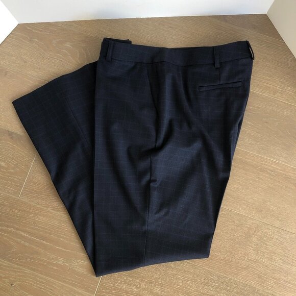 Brooks Brothers Explorer Collection Check Wool Pants Navy+Med Blue Sz12 NWOT - Picture 1 of 13